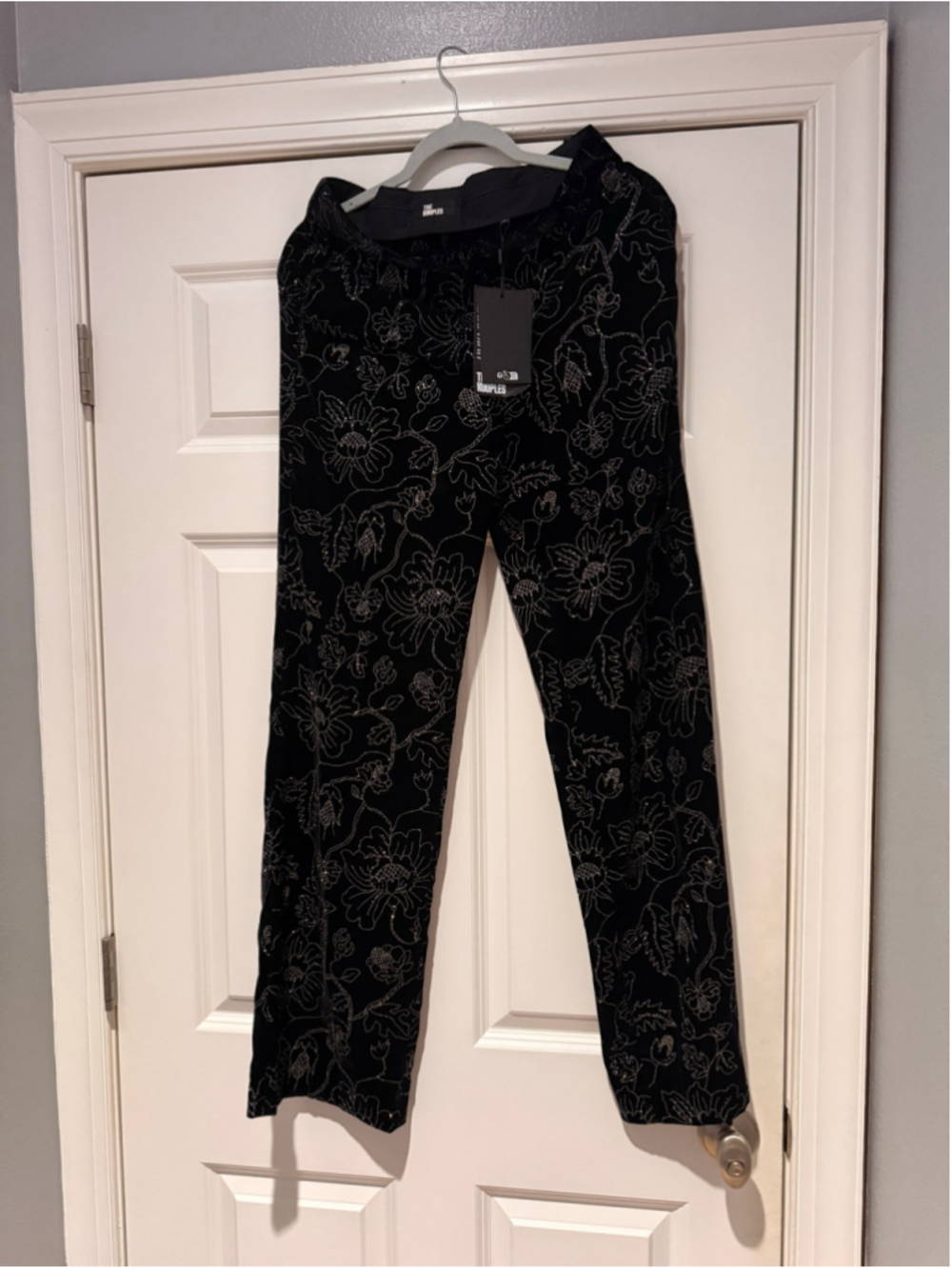 Women's The Kooples Floral Velvet Pantsuit Black Silver Size XS - Picture 11 of 13